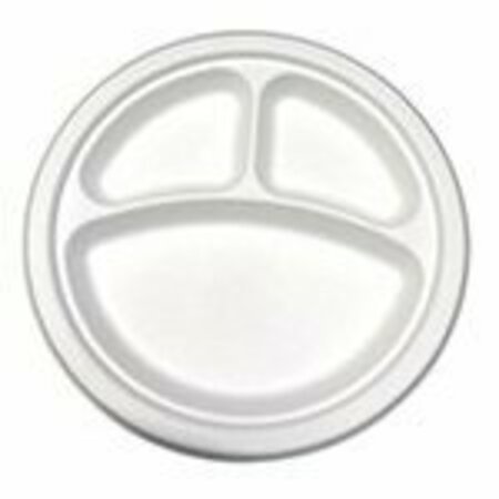 AMERICAREROYAL PrimeWare 10 in. Heavy Weight Plate Natural White Bagasse 3 Comp, 5PK PL-11